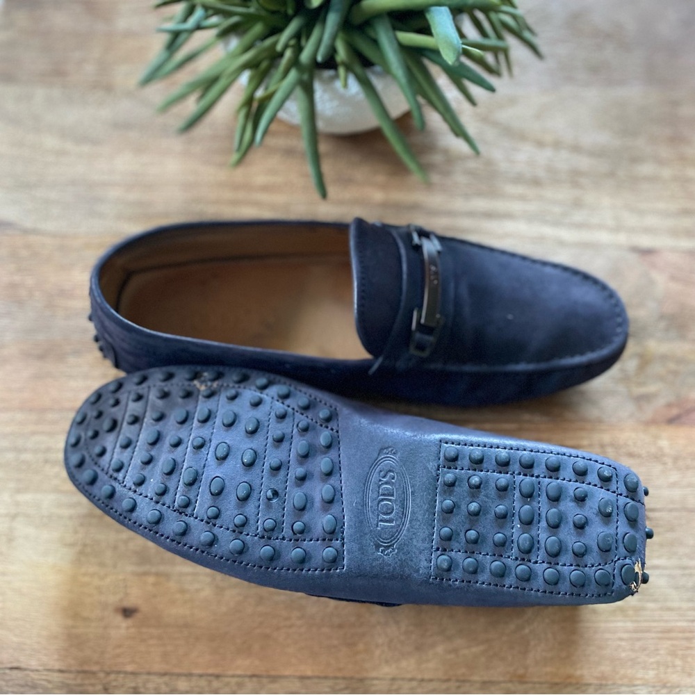 TOD’S - Navy Suede Driver Loafers + Box - Picture 8 of 16